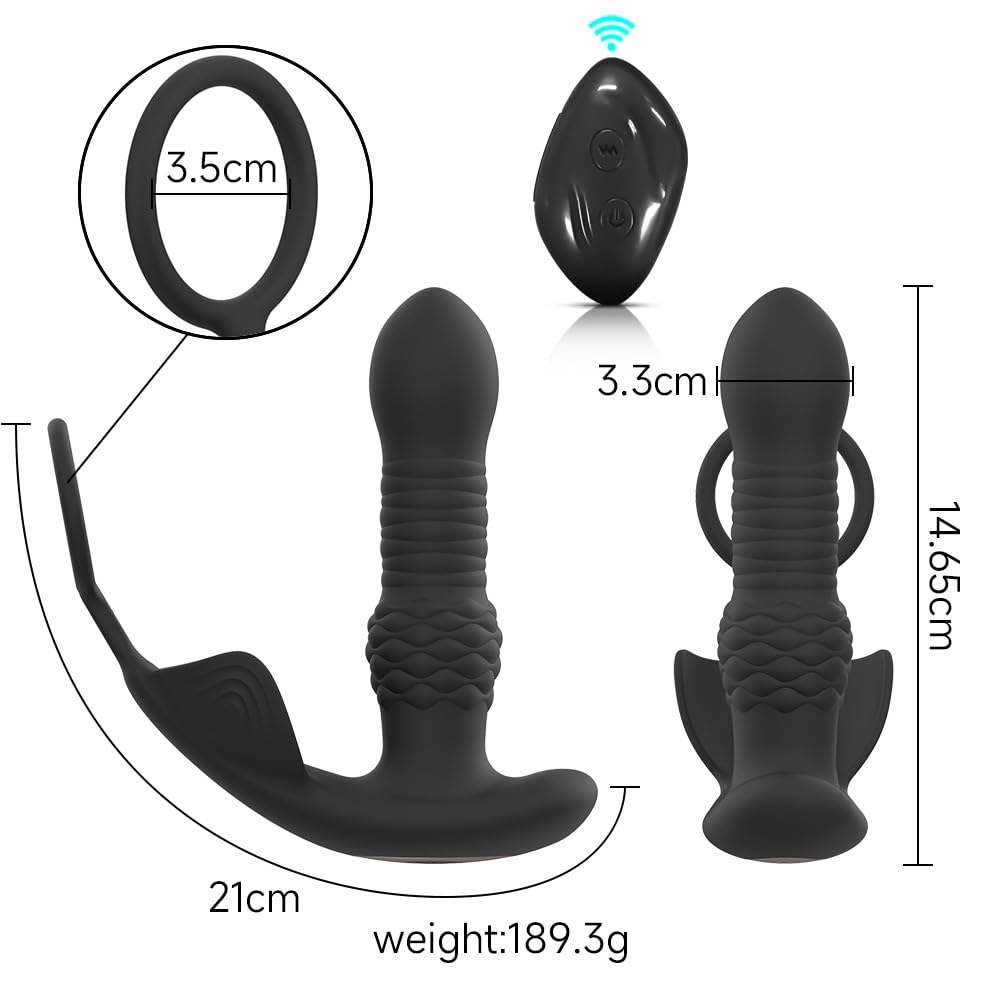 Massaggiatore Prostatico Vibrante - Spinta Automatica - Telecomando - Doppio Motore - 9 + 18 modalità - Impermeabile