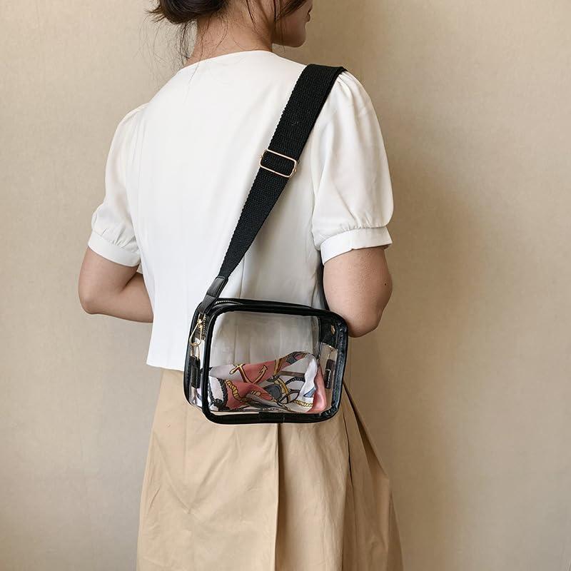 Clear PVC Crossbody Bag with Strap for Women, Chic Stadium-Approved Transparent Purse3