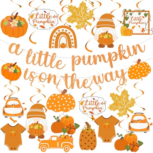 Fullhawl 26 Pcs Little Pumpkin Baby Shower Decorations, Orange Fall...