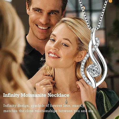 WOAINI Moissanite Pendant Necklaces for Women Wife Mom, 925 Sterling Silver 0.44 Cttw VVS1 Moissanite Flower Pendant with 18" Chain 2" Extender, Birthday Anniversary Christmas Holiday Jewelry Gift4