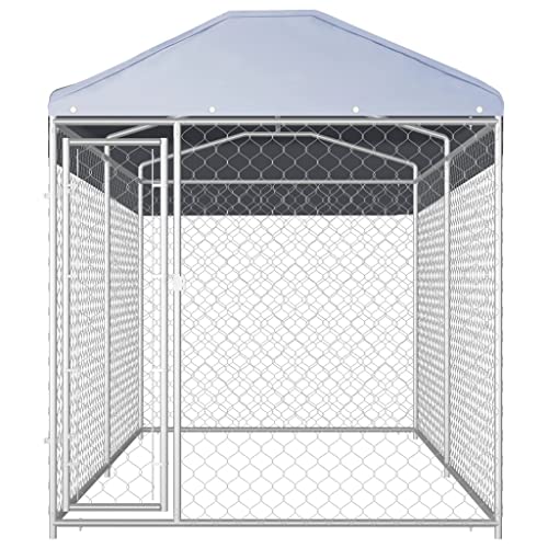 vidaXL Zwinger für den Außenbereich, mit Dach für Hunde, 382 x 192 x 235 cm