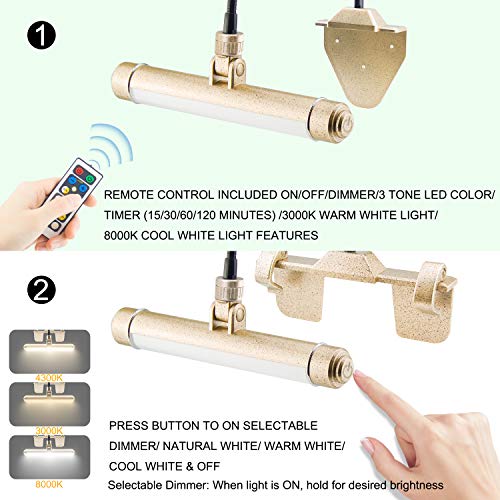 Bigmonat Wireless Picture Lights For Paintings Rechargeable Battery Operated Artwork Light With Rotate Head &2 Mount Way,Brightness Dimmable Clip On Display Lamp With 3 Lighting For Dart Board Artwork #TOP2