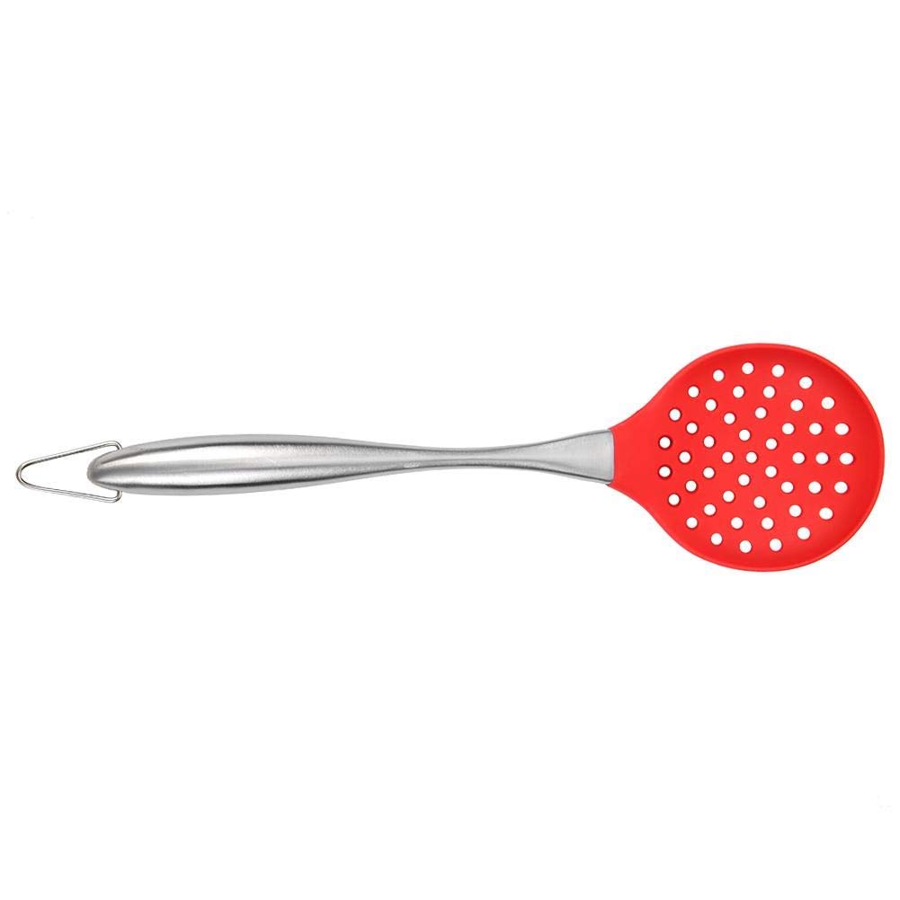 P-Plus International Silicone Spatula Versatile Tools Baking and Mixing | Non-Stick & Heat Resistant | Strong Stainless Steel Silicone Wok Turner (Steel Skimmer RED) 2