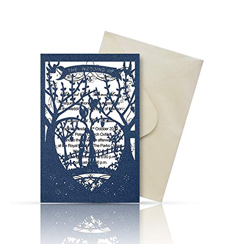 Laser Cut Printable Wedding Invitation Kits - 25pcs 4.7'' x 7''  Love Tree