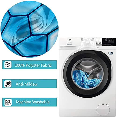 Rideau de douche anti moisissure 150x200cm en polyester imperméable bleu géométrique - 6