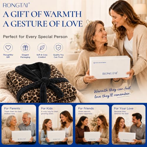 RONGTAI Womens Plush Long Robe,Luxury Warm Bathrobe with Pockets - image 4