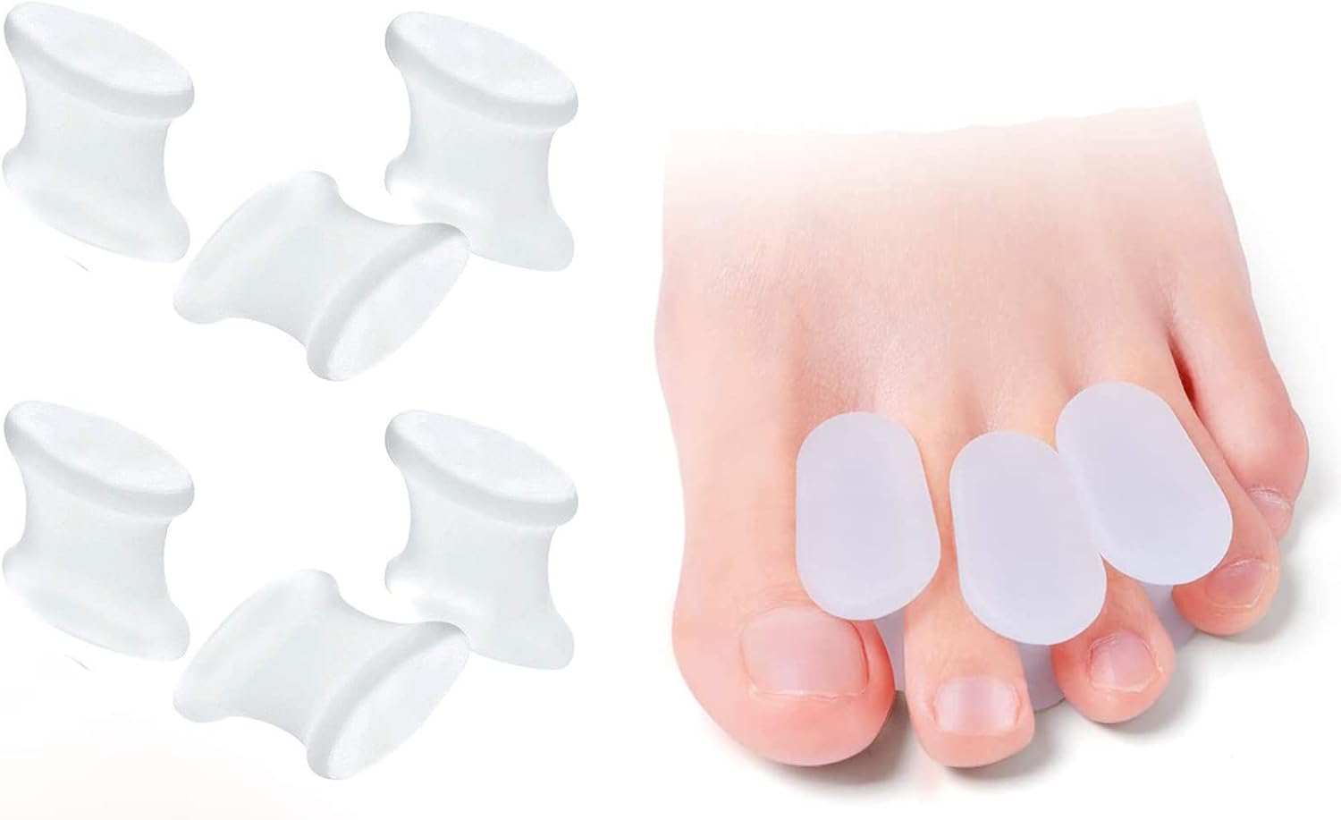 6 Packs Gel Toe Separator, Bunion Corrector and Bunion Relief, Flared Toe Spacers