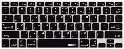 XSKNHebrew Israel Language Black Silicone Keyboard Skin for 2015 and Earlier Released MacBook Air 13, Pro 13 15 17 inch, US Layout - Not FIT A2179 A2337 13.3-inch MacBook Air with Touch ID