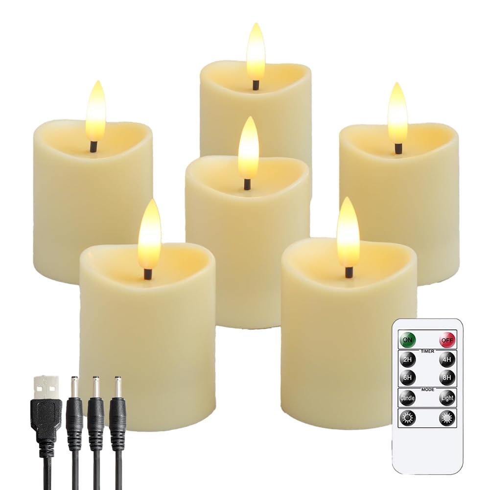 Vjsujehgy LED Candles, Flickering Flameless Candles,Rechargeable Candle, Real Wax Candles with Remote Control