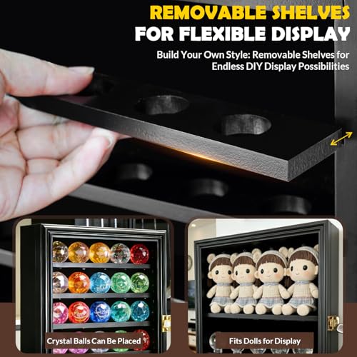 Image of JupDec Golf Ball Display Case Frame for 30 Balls, Dustproof Solid Wood Holder Box with Unobstructed Clear View, Velvet Lined Cabinet with Removable Shelves, Ideal Gift for Golf Fans