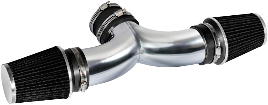 RSG CHROME PIPE with BLACK Short Ram Intake Kit with Filter Compatible For 06-10 Jeep Commander 5.7L V8 HEMI Dual Twin