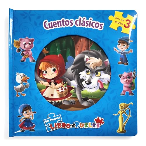 Cuentos Clásicos Mi Primer Libro de Puzles - Rompecabezas para niños, libro de cartón de 10 páginas, 3 puzzles para disfrutar