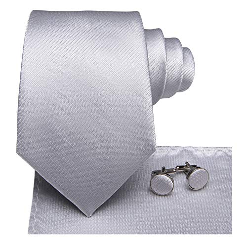 Image of Hi-Tie Silk Ties for Men Plaid Paisley Striped Necktie Pocket Square Cufflinks Set Formal Business