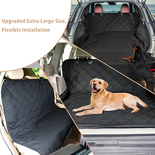 F-Color Suv Cargo Liner For Dogs, Water Resistant Pet Cargo Cover Dog Seat Cover Mat For Suvs Sedans Vans With Bumper Flap Protector, Non-Slip, Large Size Universal Fit, Black #TOP3
