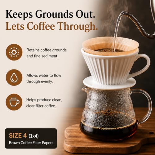 EDESIA ESPRESS – 200 Kegelförmige Kaffeefilter aus Papier – Kaffeefilter Nr.4 für Manuelle Kaffeemaschine, Pour-Over und Sanftes Brühen… – Ansicht 4