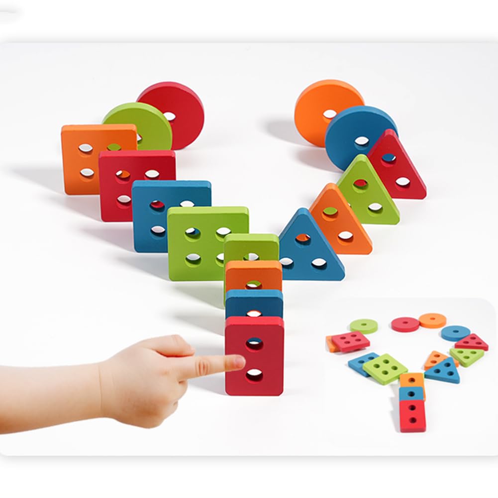 Montessori Zabawka, 3 W 1 Drewniane Kolor Kształtów Sortowanie Układanie Zabawek Magnetyczna Gra Wędkarska Ksylofon Zabawka Muzyczna Z Młotem, Edukacyjna Zabawka Zestaw Dla Dzieci Od 2 3 4 5 Lat