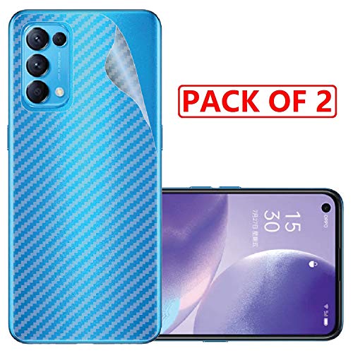 Image of Compatible with (Pack of 2) Oppo Reno 5 Back Screen Protective Film Carbon Fiber Skin Transparent Screen Guard Sticker