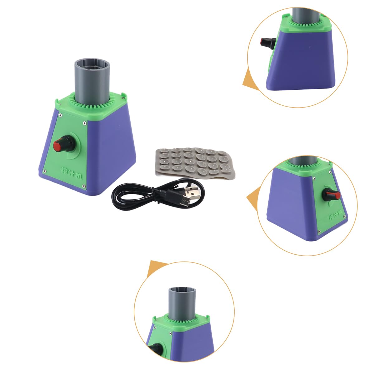 Huba Modell-Farb-Shaker-Mixmaschine, USB-Labor-Vortex-Mixer für 19/25 mm Farbflaschen, Tattoo-Tintenmischer, stufenloser Drehzahlregulierungsmotor, für Nagellack, Pigment