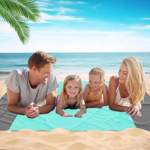 CIRULLI Picknickdecke 210x200 cm,Strandmatte faltbar,Sandfreie stranddecke,Picknickdecke klein Wasserdicht mit Dreieckigen Sandsäcken,4 Heringe,Picknick Decke Outdoor für Picknick,Strand, Camping