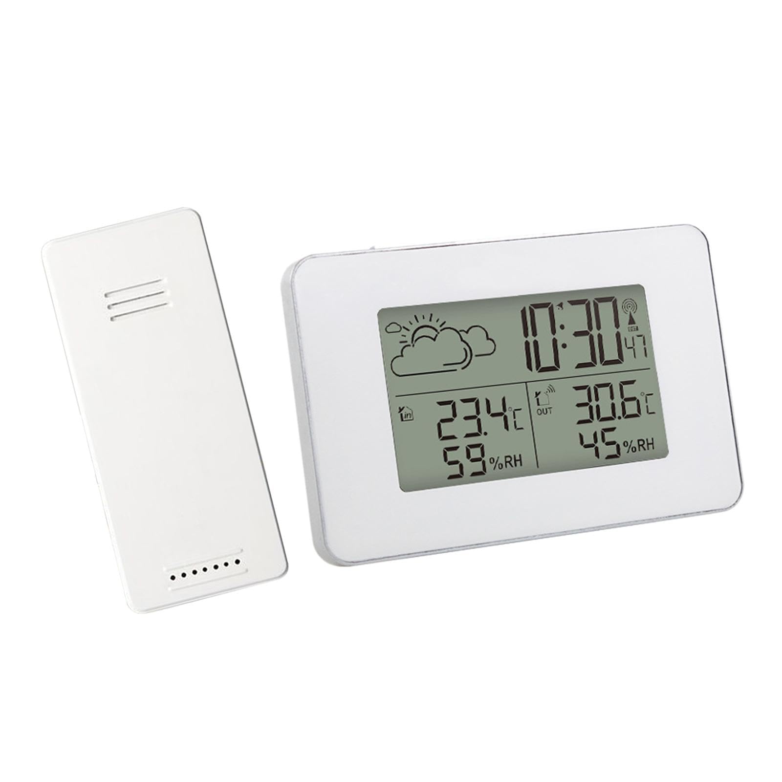 Fenteer Wetterstation für den Innen- und Außenbereich, Hygrometer, Thermometer für Büro und Wohnzimmer, Weiß
