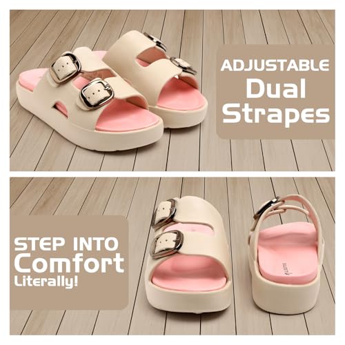 Image of RADIANCE Women Buckle Sandals with Super Soft Insole | Ergonomic Footbed | Lightweight | Skin-Friendly | Cushioned Sole | Trusted by Doctors l Latest, Stylish and Trendy Slip-Ons for Girls and Ladies