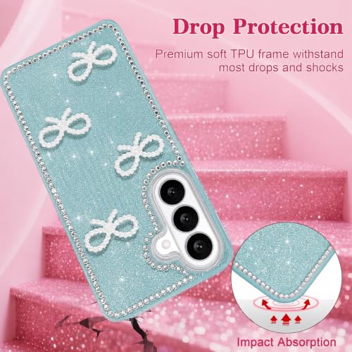 Image of DIZORO for Samsung A37 Case,Cute Bow Tie Aesthetic Phone Case,Trendy Slim Hard IMD Shockproof Protective Bumper Designer Phone Back Cover for Women Girls - Green