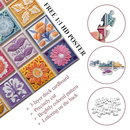 PICKFORU Bloom Carve Rompecabezas de 1000 Piezas para Adultos, Flores y Plantas Naturales, Puzzle Desafiante miniatura 4