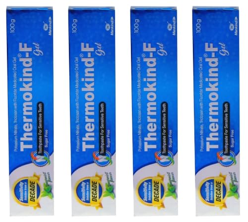 Thermokind F Dental Gel with Fluoride - Daily Sugar-Free Toothpaste Gel for Sensitive Teeth Comfort, Enamel Care & Oral Freshness, 100g (Pack of 4)