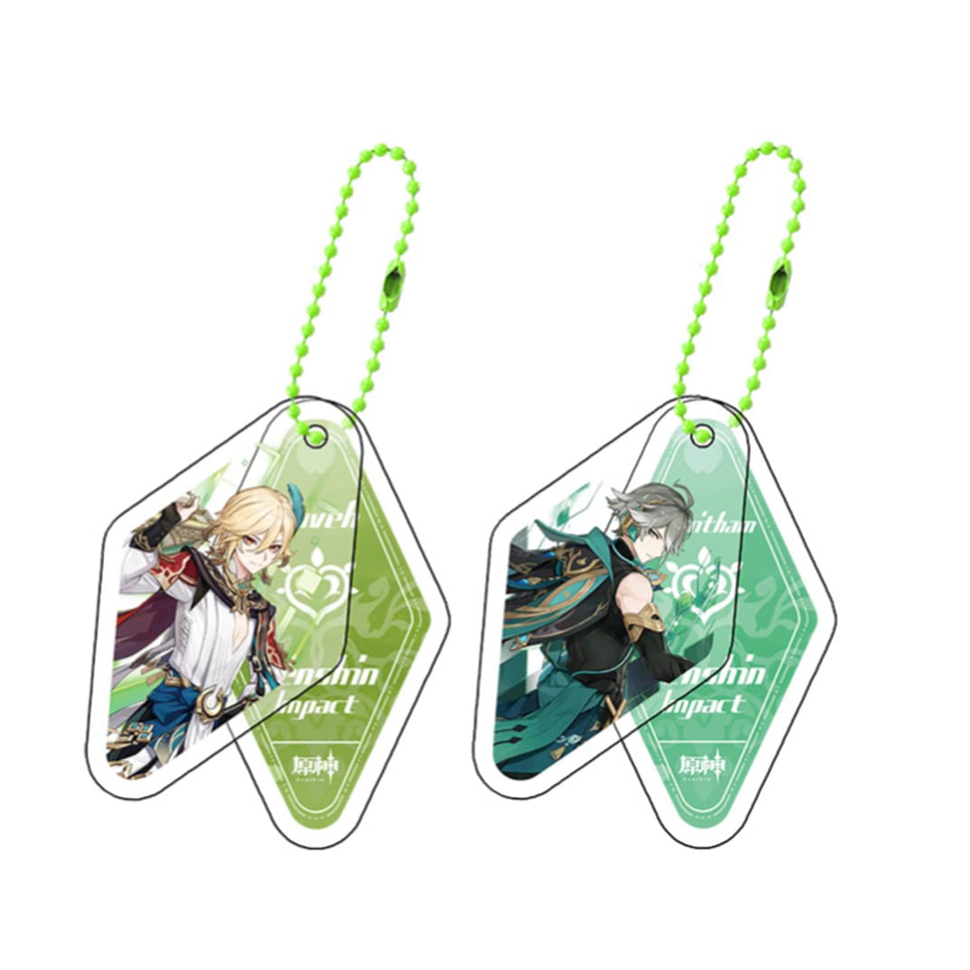 Generic2Pcs for Genshin Alhaitham Kaveh Acrylic Keychains Cartoon Game Character Cosplay Pendant Bag Decor