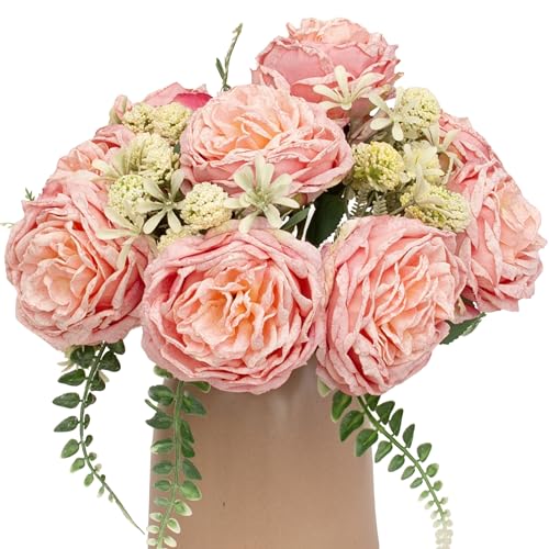 KP HOME Bouquet De Rose Artificielles en Soie – 9 Têtes, H 40 cm, Tiges Flexibles – Fleurs Artificielles Rose pour Intérieur Et Extérieur, Centre De...