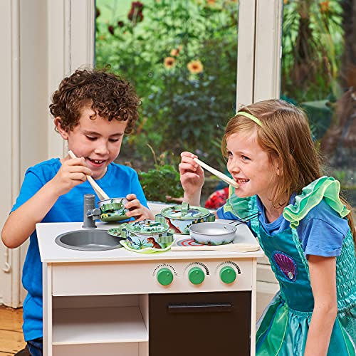 Wobbly Jelly – „Stampfe-Dino”-Spielküche – 11-teiliges Spielküchenset für Kinder mit Töpfen und Pfannen – Kinder… – Bild 2