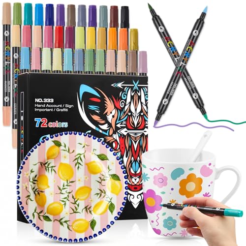 72 Colors Porcelain Paint Pens Set (36 Pack)