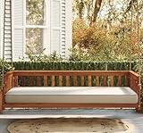 East Green Charleston Twin Outdoor Porch Swing Bed with Ropes - Acacia Wood Bed Swing in Natural Finish