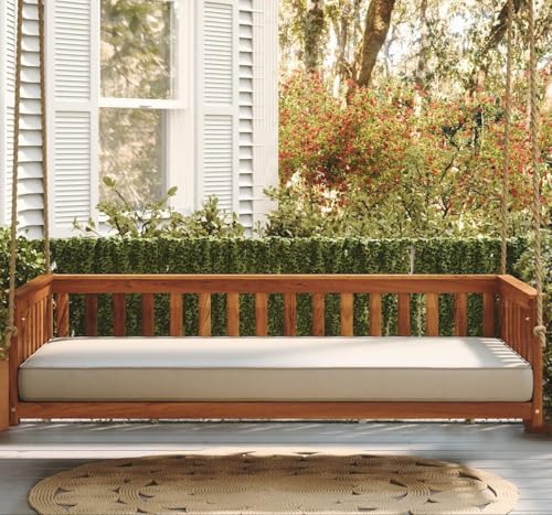 East Green Charleston Twin Outdoor Porch Swing Bed with Ropes