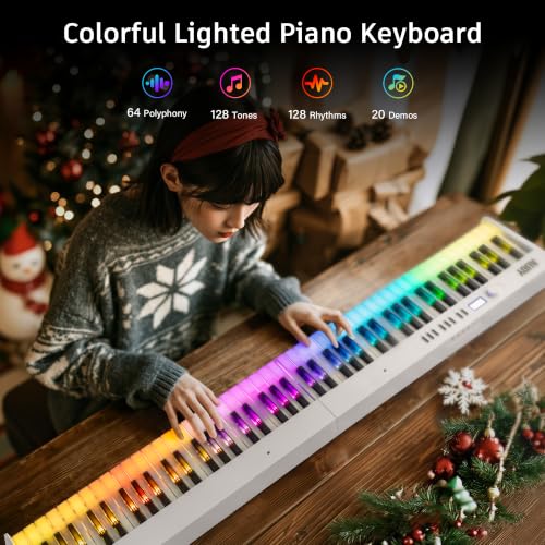 Image of AiJoy 88-Key Folding Piano Keyboard with Light Up Semi-Weighted Keys