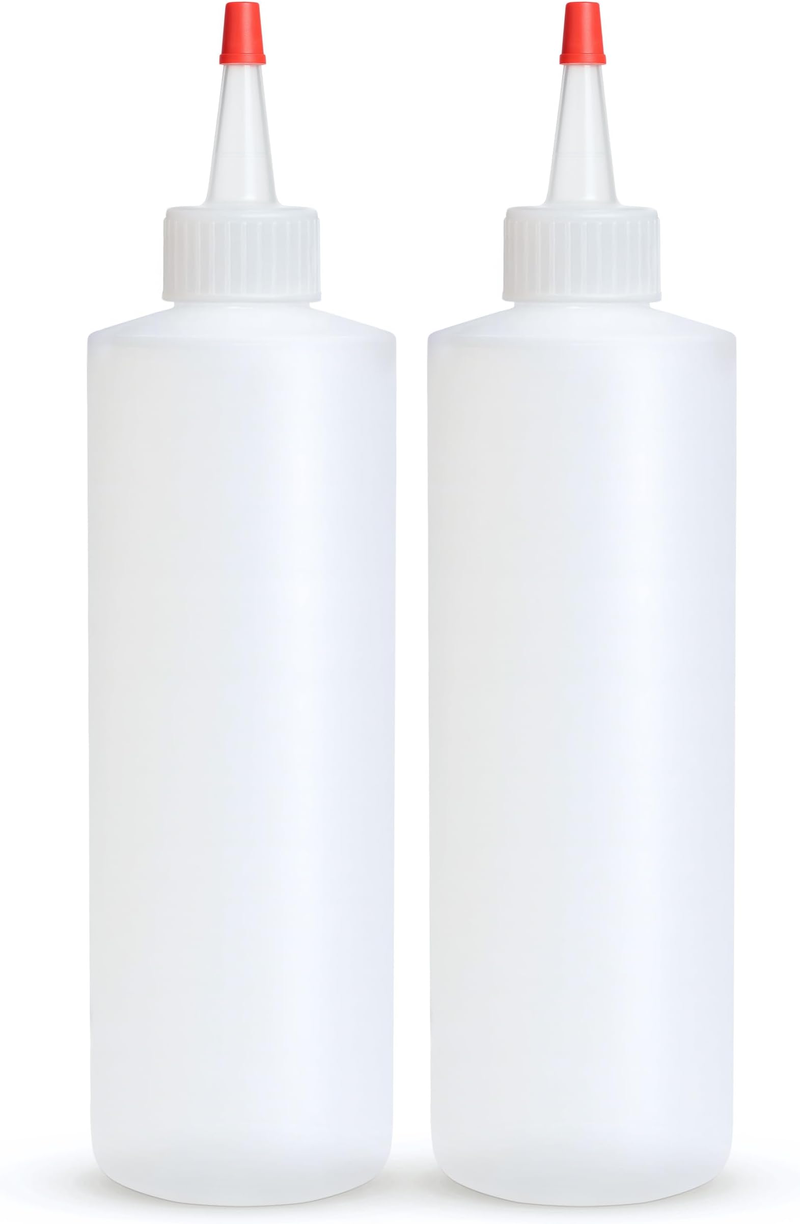 Condiment Squeeze Bottles, 8 OZ Empty Squirt Bottle, Red Top Cap, Leak Proof - for Ketchup, Mustard, Syrup, Sauces, Dressing, Oil, Arts & Crafts, BPA FREE Plastic - Perfect for Kitchen - 2 PACK