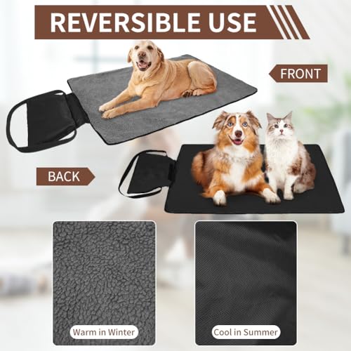 Adiwo Faltbare wasserdichte Haustier Decke, 100 x 70cm Camping Decke Hund Katze Mat Wärmende Hundedecke mit Tasche Hundebett Hundematte Hundedecken für Outdoor Innen Reisedecke für Haustier(Schwarz)