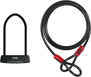 ABUS U-Lock Granit XPlus 540 and SH B Bracket, Bike Lock with XPlus Cylinder, ABUS Security Level 15, Black, 23 cm & 37107 Cavo antifurto per Moto in Acciaio, Nero, 140 cm