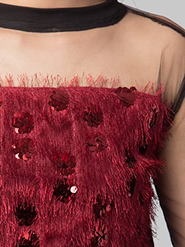 Image of NEOAMBER Women Stylish Sleeveless Sequin Net Western Cami Party Crop Top