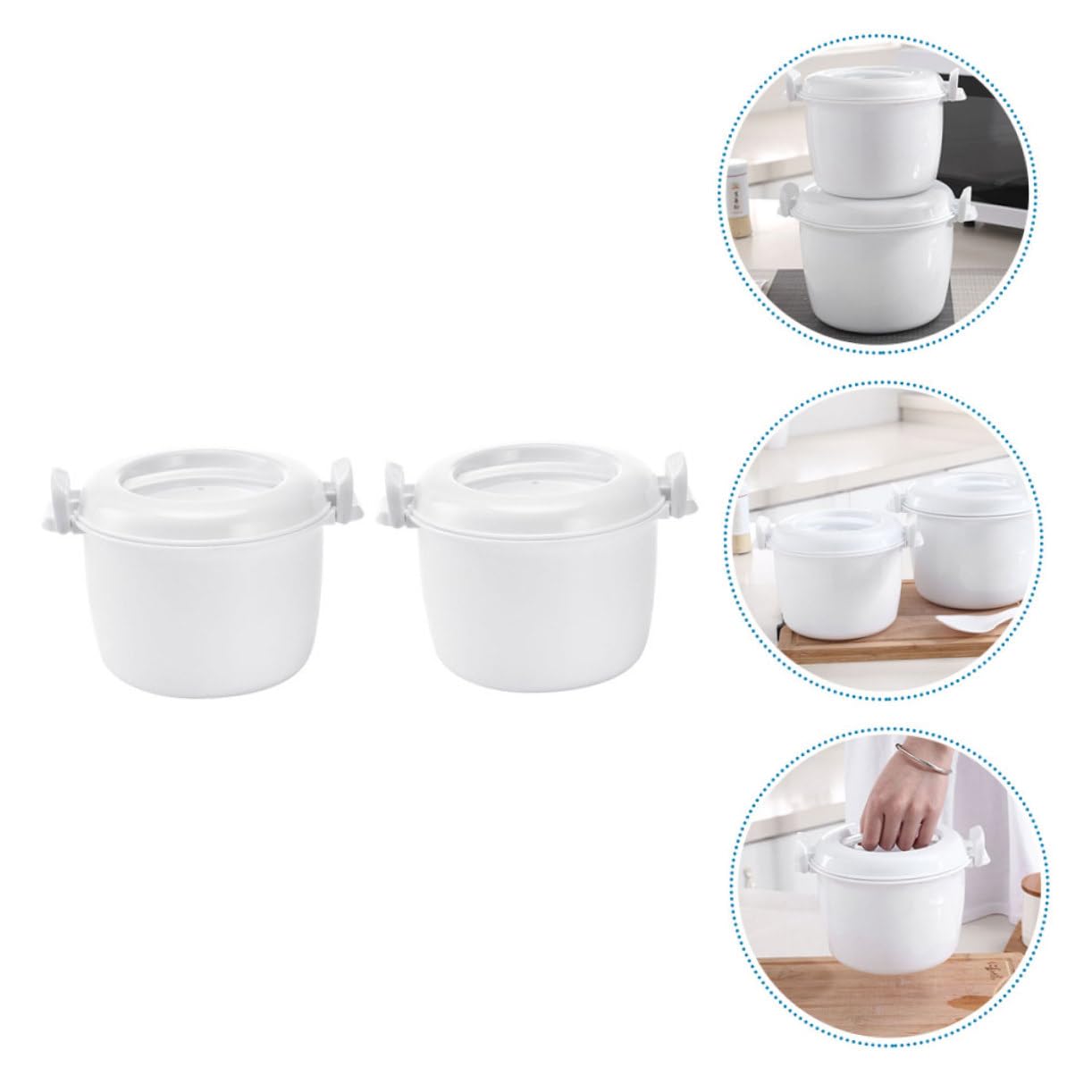 UKCOCO Box Termico per Alimenti 2 Pezzi in Pp Bianco per Microonde | Capacità Grande, Riutilizzabile e Pratico da Portare, Design Semplice per Uso Domestico e Ospedaliero