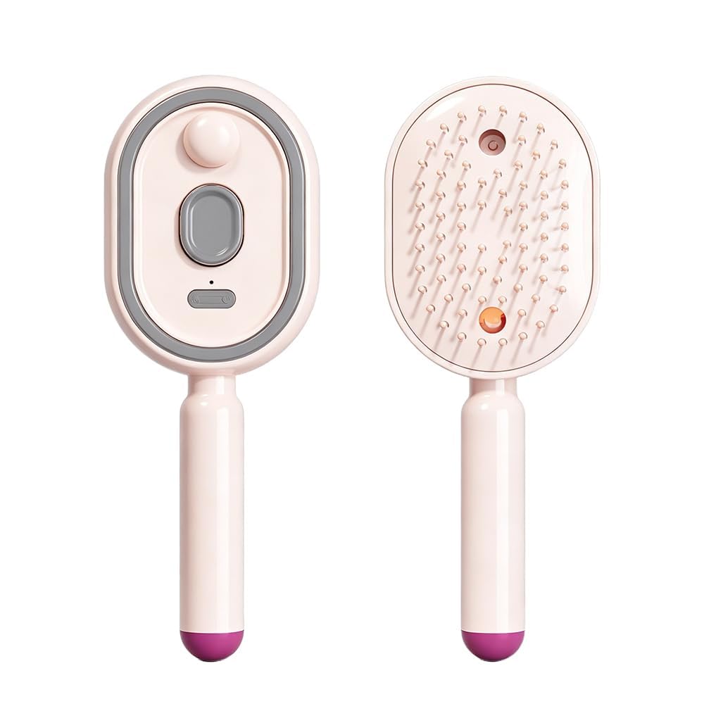 Rechargeable Nano Mist Hair Brush – 3-in-1 Hydrating Spray, Red Light Scalp Care & Anti-Frizz Detangling Comb for All Hair Types-image-0