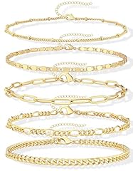 5pc gold anklets