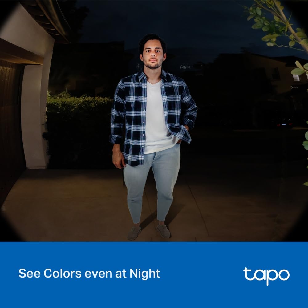 Tapo Timbre D130 2K 5MP con Cable, detección de IA, Vista de Cabeza a pies de 180°, Timbre de Video, sin Tarifa mensual, Audio de 2 vías, visión Nocturna a Color IP65, Timbre de Anillo Incluido