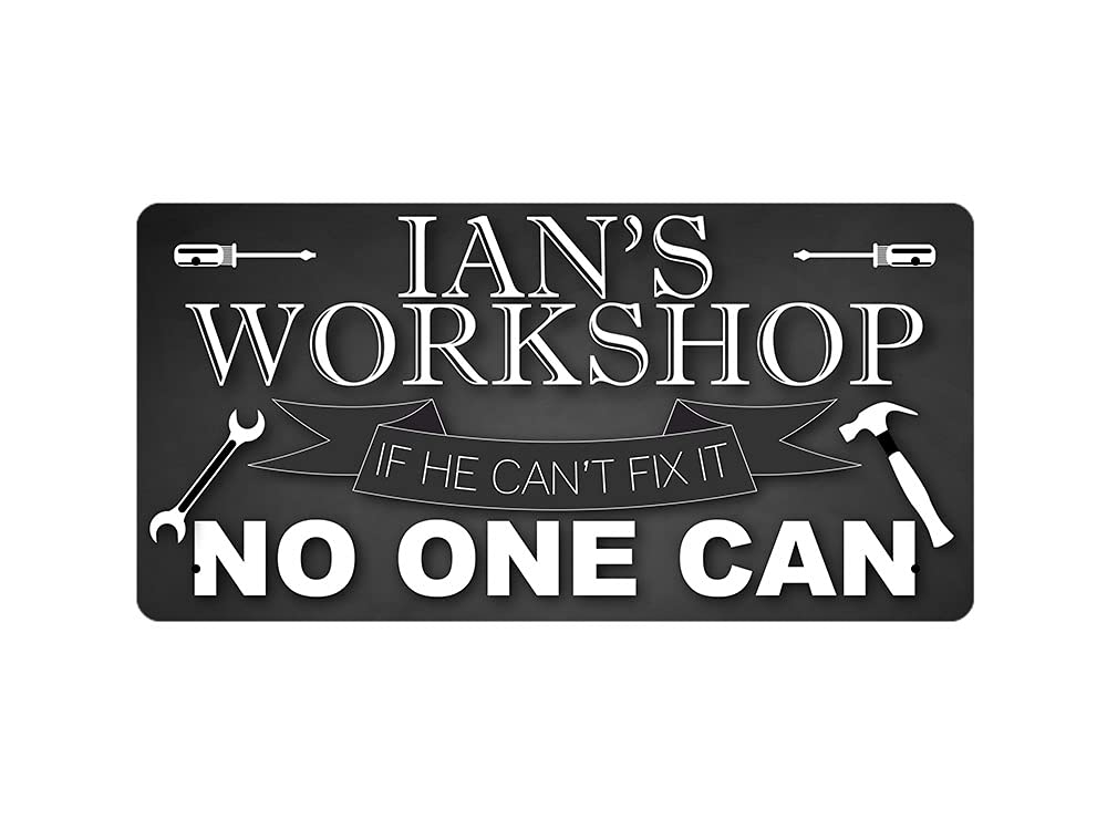 Mcmug White - Ian's Workshop - Metal Sign, Decorative Sign, 200Mm X 100Mm