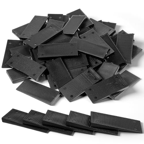 IANFAN 200 Pack Solid Plastic Shims for Leveling Heavy Duty Composite Shims and Wedges for Furniture Leveling Anti-Skid Leveling Shims for Furniture Table Refrigerators Cabinets Beds (Black)