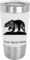 Vista 24 de LaserGram Vaso aislado al vacío de 20 onzas, oso polar, grabado personalizado incluido (piel sintética, gris)