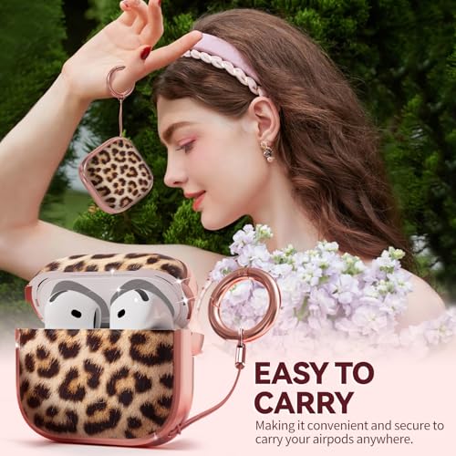 Image of Inesore for AirPods 4 Case Cover 2024 with Lock-Brown Jaguar | Two-Piece Design,with Gold Keychain & Cleaning Pen,Support Wireless Charging,Cute Luxury Case for Women Girly
