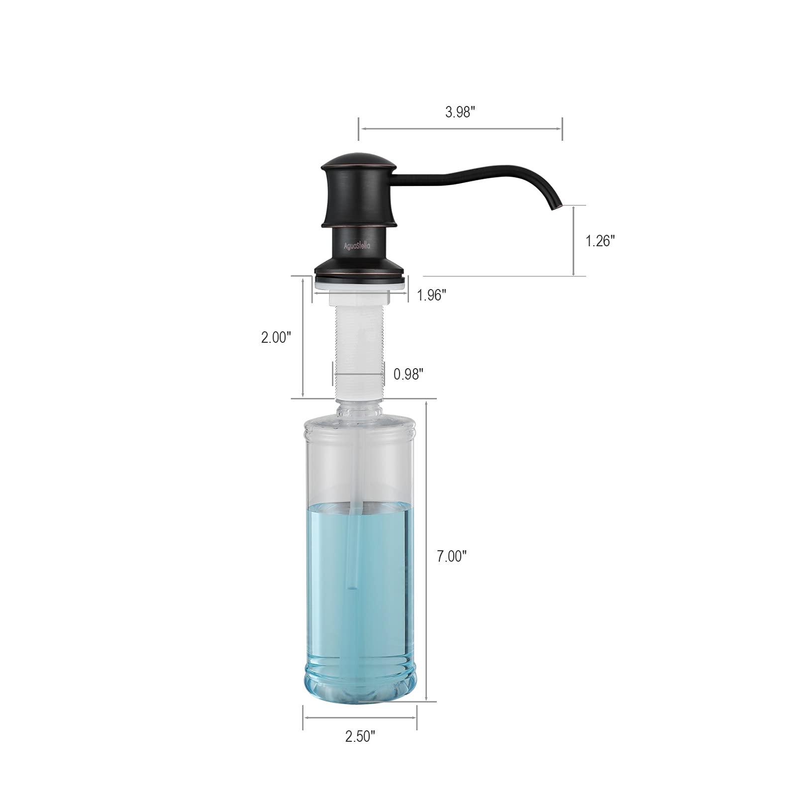 AguaStella ASF42ORB Construido en dispensador de jabón bronce aceitado para fregadero de cocina con bomba de encimera de botella de jabón