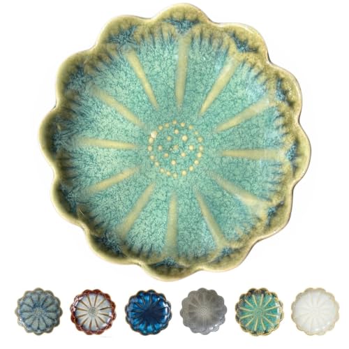 Image of Ceramic Spoon Rest for Stove Top, Flower Cute Spoon Rest for Kitchen Counter, Cooking Spoon Holder for Kitchen Counter, Utensil Rest Spatula Rest Ladle Holder Tong Rest, 1 PC (Retro, Crystal Green)
