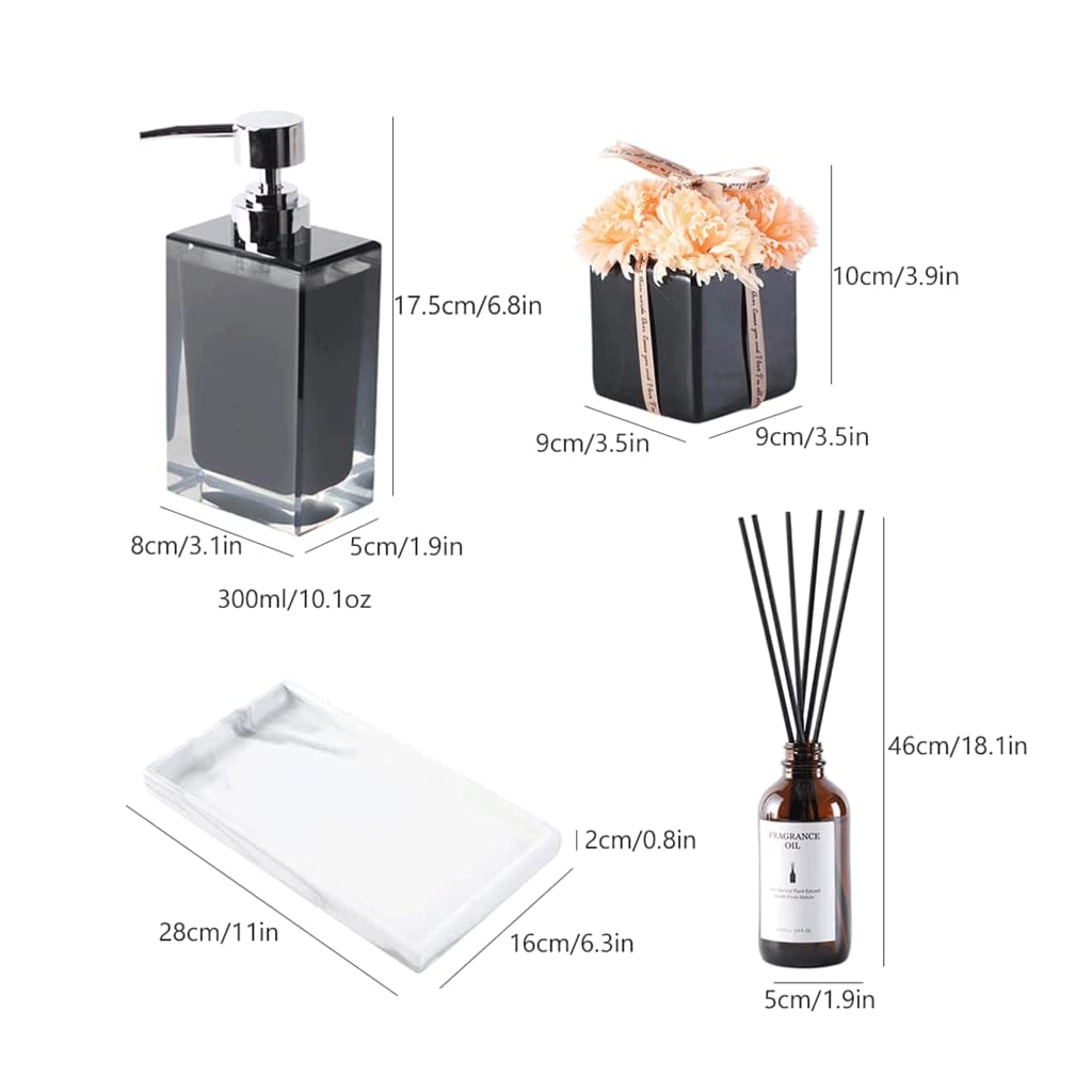 Manueller Seifenspender 4-teiliges Badezimmer-Zubehörset Seifenpumpe Unter Druck stehender Lotionsspender für die Arbeitsplatte 300 ml / 10,1 oz